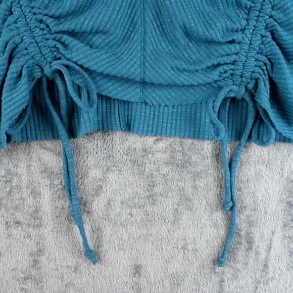 Cato Womens 18/20W‎ Ruched Drawstring Top Plus Size Ribbed Knit Teal V-Neck - Picture 8 of 8